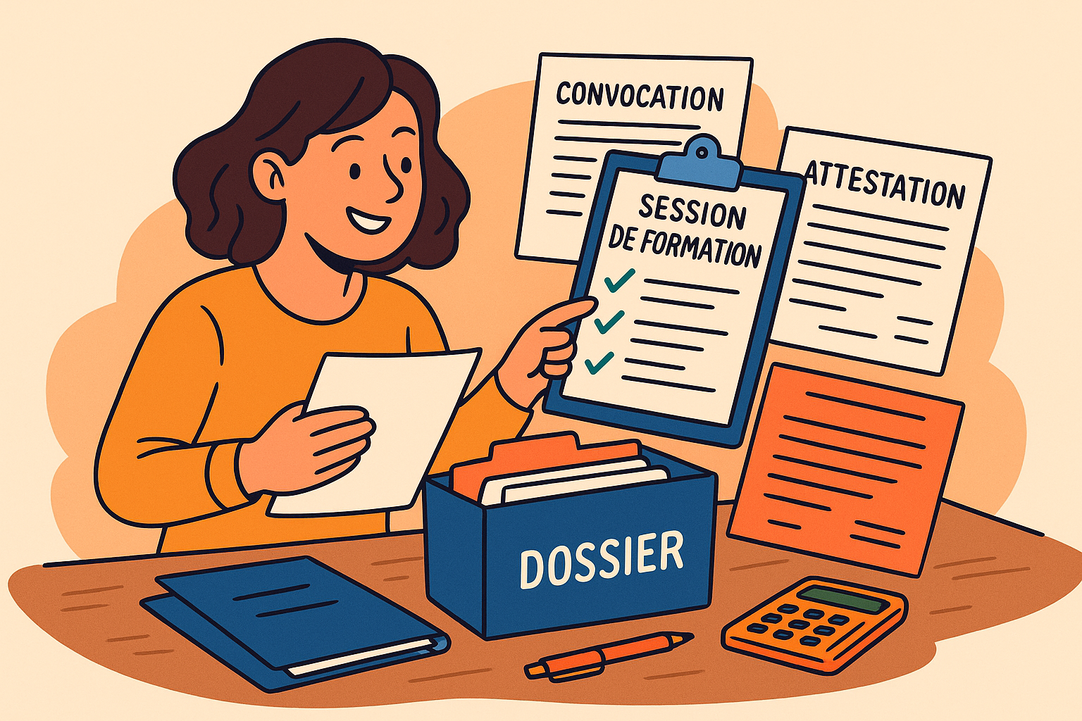 Quels documents doivent figurer dans le dossier administratif de chaque session de formation ?